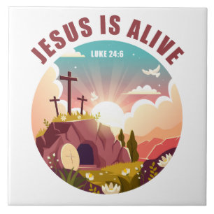 Christelijk Pasen Pasen Jezus Lege Graf & Kruis Tegeltje