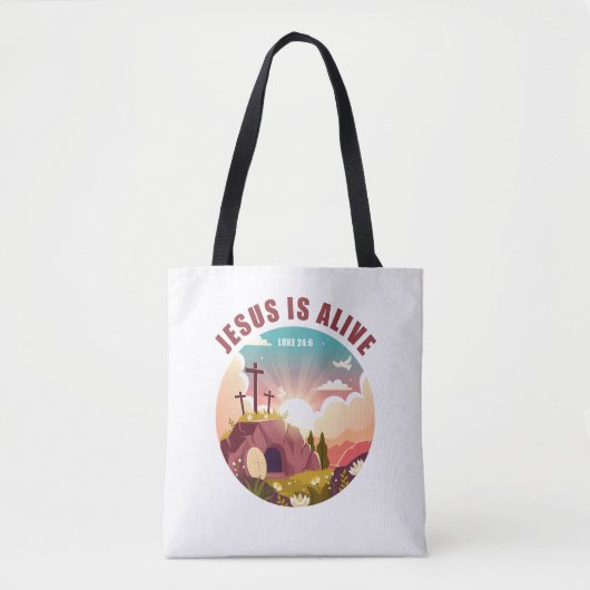 Christelijk Pasen Pasen Jezus Lege Graf & Kruis Tote Bag (Voorkant)