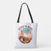 Christelijk Pasen Pasen Jezus Lege Graf & Kruis Tote Bag (Achterkant)