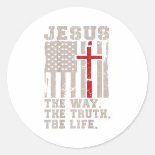 Christelijk Patriotische Jezus Weg Waarheid Leven  Ronde Sticker