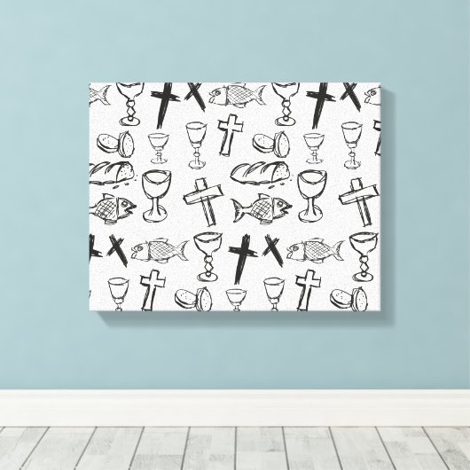 Christelijk patroon canvas afdruk (Insitu (Houten vloer))