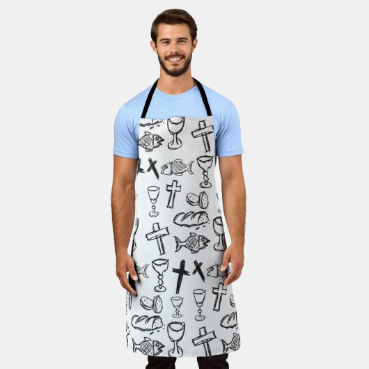 Christelijk patroon schort (Gedragen)