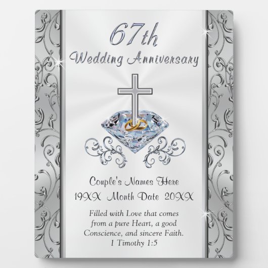 Christelijk, persoonlijk, 67e Jubileum Gift Fotoplaat (Voorkant)