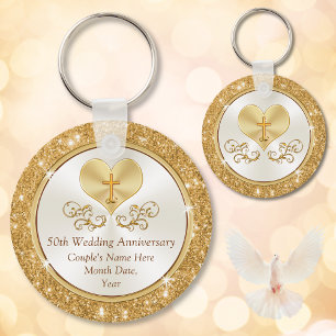 Christelijk, persoonlijk aangepast 50e Jubileum Sleutelhanger