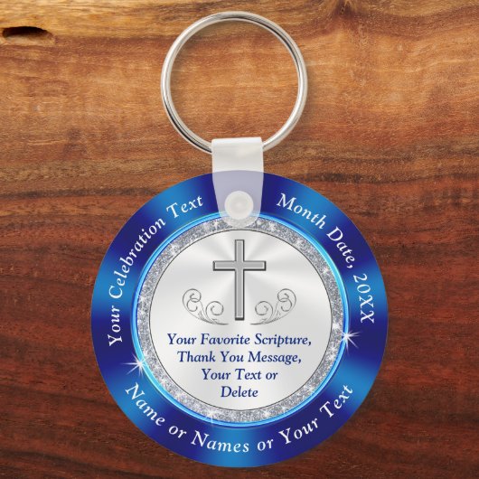 Christelijk, persoonlijk gepersonaliseerd, kerkvoo sleutelhanger (Voorkant)