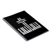 Christelijk pianodwarstoetsenbord Pianist God Jezu Notitieboek (Rechterzijde)