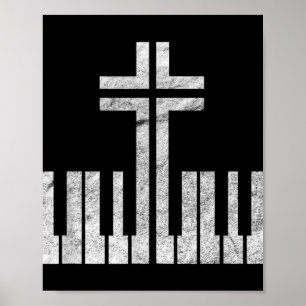 Christelijk pianodwarstoetsenbord Pianist God Jezu Poster