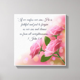 Christelijk Poster 1 John 1:9 Canvas Afdruk