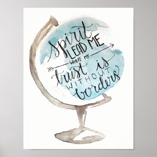 Christelijk poster, liedje, wereldbol kunst poster (Voorkant)