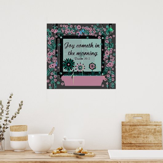 Christelijk Poster met bijbelsalm 30:5 (Keuken)