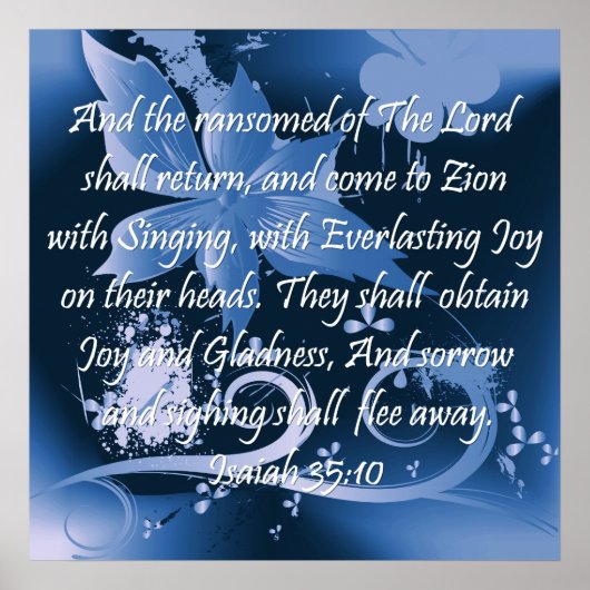 Christelijk Poster met Bijbelverse Isaiah 35:10 (Voorkant)