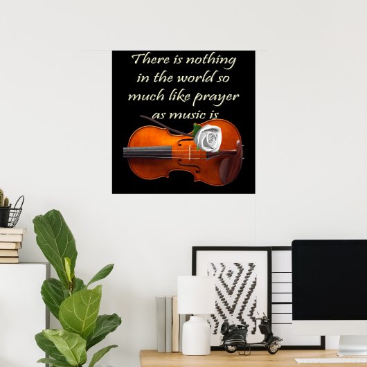 Christelijk Poster Violin Inspirerend Gezegde (Thuiskantoor)