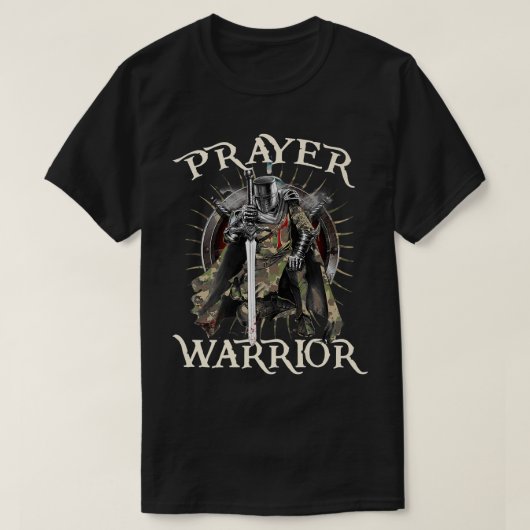 Christelijk Prayer Warrior Green Camo Cross Religi T-shirt (Design voorkant)
