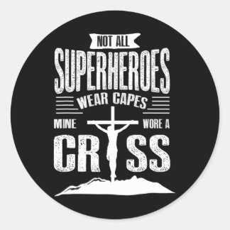 Christelijk product Niet alle Superheros Draag Cap Ronde Sticker