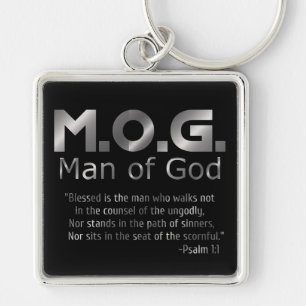 Christelijk profetisch zilver MAN van GOD PSALM 1: Sleutelhanger