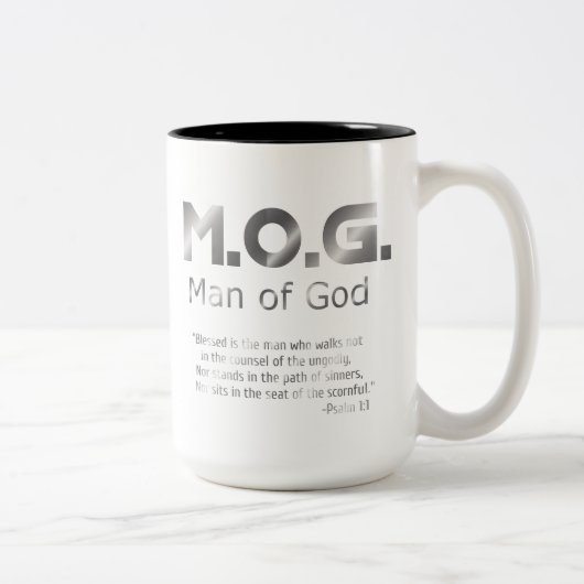 Christelijk Profetisch Zilver MAN VAN GOD PSALM 1: Tweekleurige Koffiemok (Rechts)