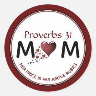 Christelijk PROV 31 MOM Burgundy Heart Moederdag Ronde Sticker