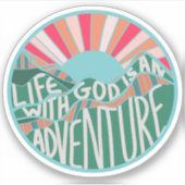 Christelijk Quote Mountain Adventure Sticker (Voorkant)