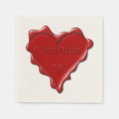 Christelijk. Red heart wax seal met naam Christeli Servetten (Voorkant)