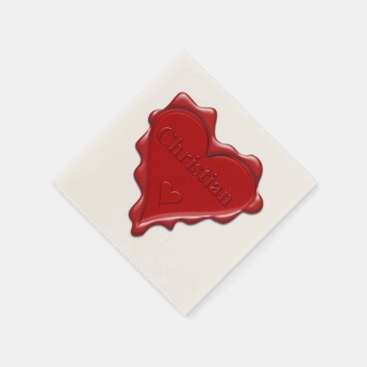 Christelijk. Red heart wax seal met naam Christeli Servetten