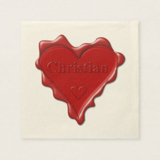 Christelijk. Red heart wax seal met naam Christeli Servetten