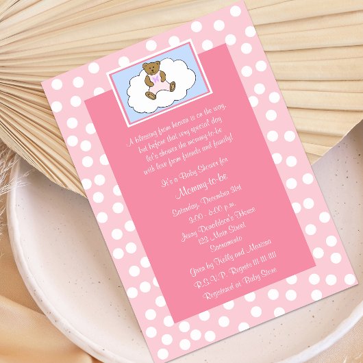 Christelijk Religieus Baby shower Invitation Roze Kaart