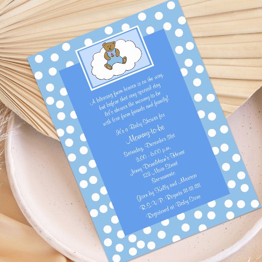Christelijk Religieus Baby shower Uitnodiging Blau