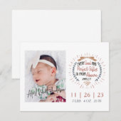 Christelijk Religieus citaat Foto Geboorte Aankond Aankondiging (Voorkant / Achterkant)