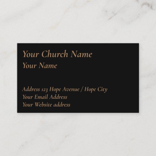 Christelijk Religieus Classy Tan op Black Pastor Visitekaartje (Voorkant)