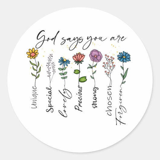 Christelijk Religieus Wildbloem Inspirerend Geloof Ronde Sticker (Voorkant)