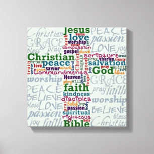 Christelijk Religieus Word Art Cross Canvas Afdruk