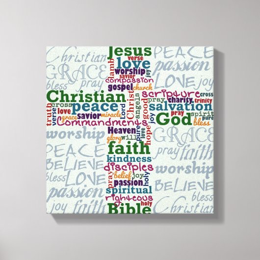 Christelijk Religieus Word Art Cross Canvas Afdruk (Voorkant)