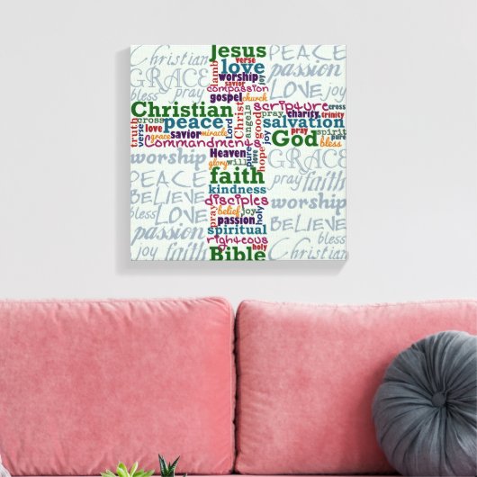 Christelijk Religieus Word Art Cross Canvas Afdruk (Insitu (Woonkamer))