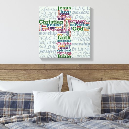 Christelijk Religieus Word Art Cross Canvas Afdruk (Insitu (Slaapkamer))