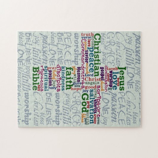 Christelijk Religieus Word Art Cross Legpuzzel (Horizontaal)