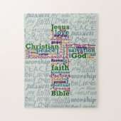 Christelijk Religieus Word Art Cross Legpuzzel (Verticaal)