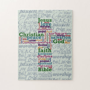 Christelijk Religieus Word Art Cross Legpuzzel