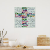 Christelijk Religieus Word Art Cross Poster (Keuken)