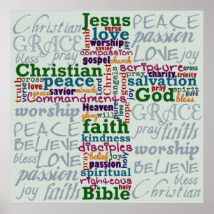 Christelijk Religieus Word Art Cross Poster