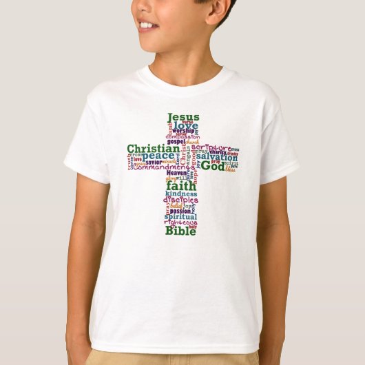 Christelijk Religieus Word Art Cross T-shirt (Voorkant)