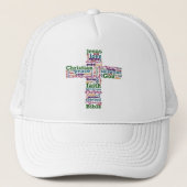 Christelijk Religieus Word Art Cross Trucker Pet (Voorkant)
