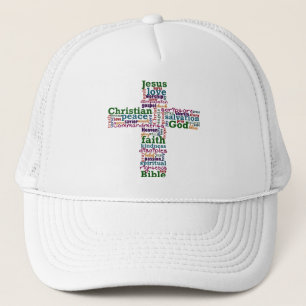 Christelijk Religieus Word Art Cross Trucker Pet