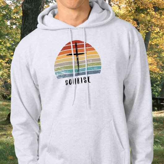 Christelijk Retro Sunrise-Sunset Cross Hoodie