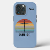 Christelijk Retro Sunrise Watercolo Cross Case-Mate iPhone Case (Achterkant)