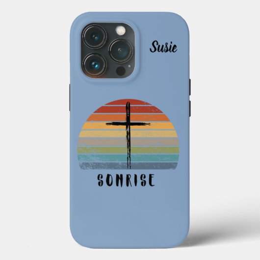 Christelijk Retro Sunrise Watercolo Cross Case-Mate iPhone Case (Achterkant)