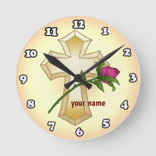 Christelijk roos Cross klok