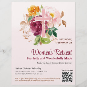 Christelijk Roze Bloemenkruis Vrouwenkerkgroepsuit Flyer