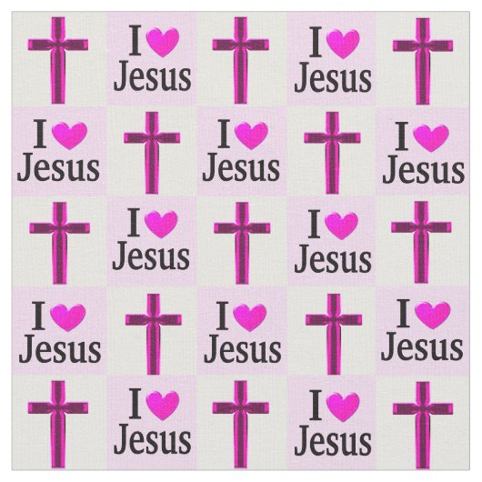 CHRISTELIJK ROZE KRUIS IK HOU VAN JESUS STOF (Close Up)