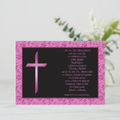 Christelijk Roze Kruis op uitnodiging voor een zwa (Staand voorkant)