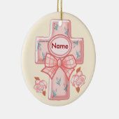 Christelijk roze strik kruis ornament (Rechts)